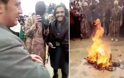 Músico chora enquanto Talibã queima seus instrumentos musicais na frente dele